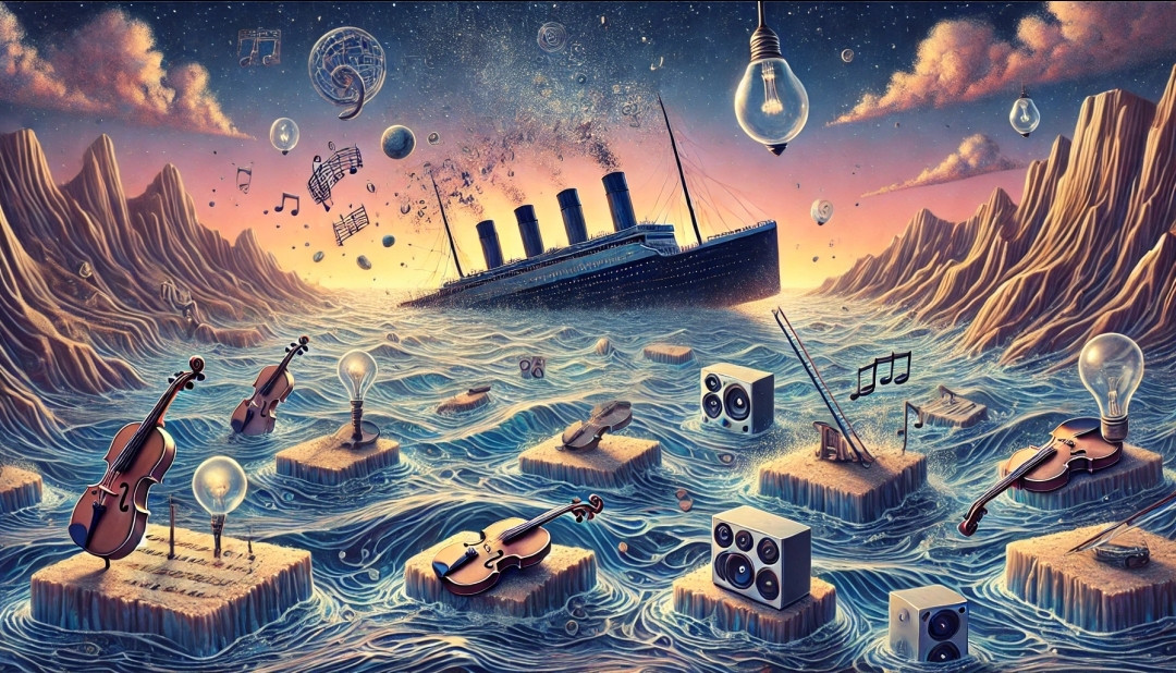 Oh, época descontente,
de inconteste
descontexto!

A liquidez
liquefez
os sentidos...

Preguiça para o todo,
pressa para o tudo;

e o sertão da ignorância
de repente fez-se mar.

Ideias bóiam à deriva,
Náufragas na própria
incompletude.

Mas são elas que valem:

Tornam-se icebergs.

O contexto de tudo
com qualquer coisa
é o mais recente Titanic.

E o mundo afunda com ele,
ao som de violinos tocando funk.

Alberto Busquets.

#Desafio 021