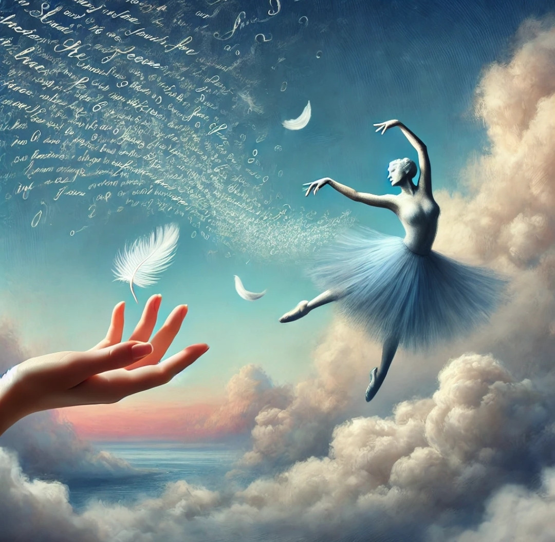 Um brinde
aos poemas soltos:

Aqueles que
escorrem-nos
entre os dedos

mesmo antes
de pousarem
no papel.

Seus cantos libertos
inspiram todos
os outros:

A liberdade, bailarina,
sempre rima
com o azul do céu.

Alberto Busquets.

#Desafio 041