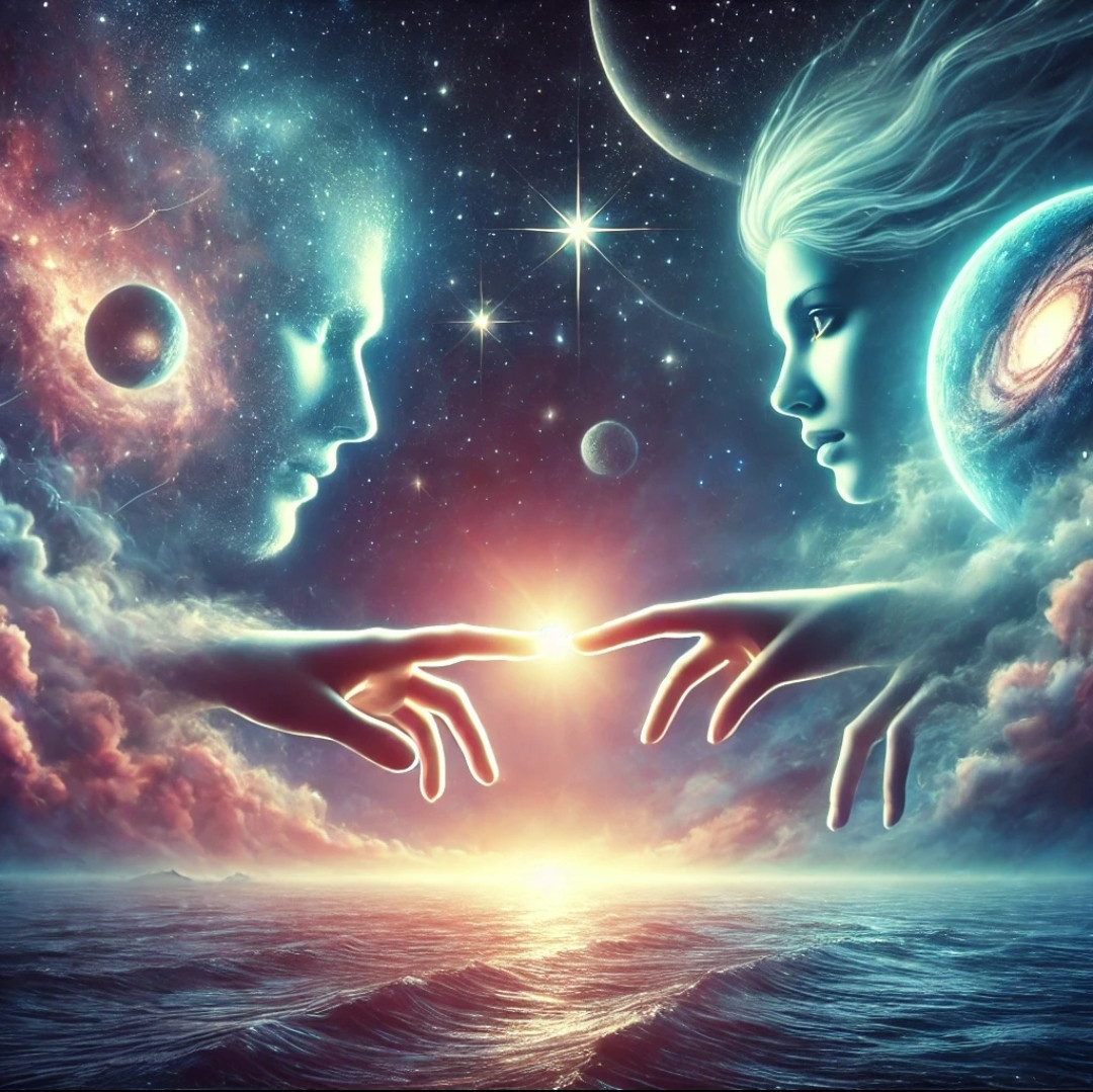 Minha mão encontra 
a tua
além do horizonte.

Meus olhos encontram
os teus
em meio aos mares.

Meu corpo encontra
o teu
atrás das estrelas,

onde a luz 
não alcança

mas o desejo
é força motriz
do nascimento 
de um universo
a cada toque.

Alberto Busquets.

#Desafio 055