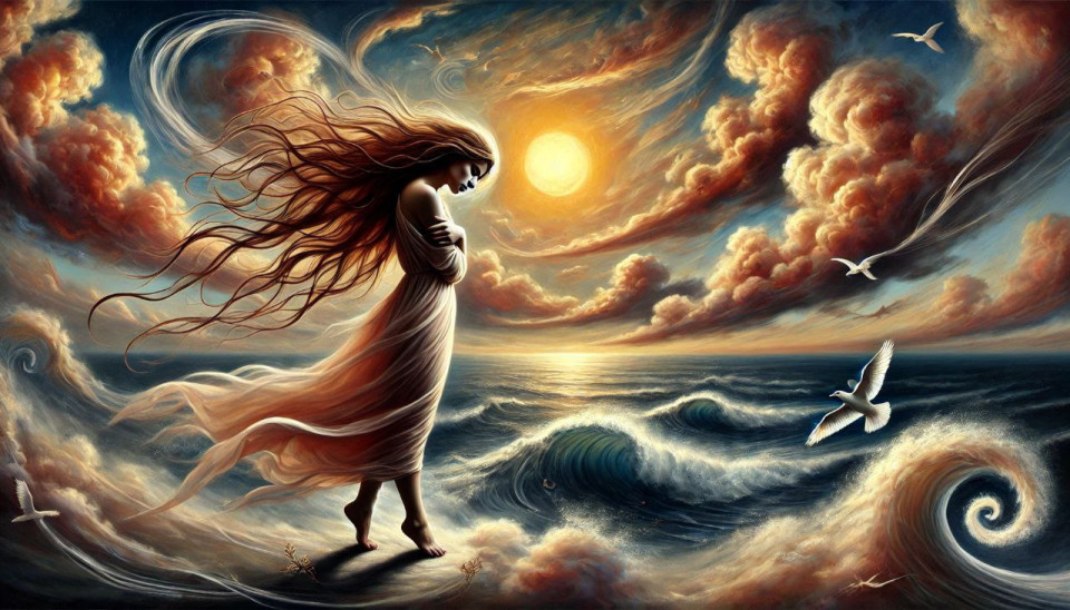 Quisera eu, ter asas, 
Nos pés, na alma, 
Quisera, voar, 
Por entre flores,
De pensamentos. 
Nuvens, 
De encontro ao vento. 
Quisera, 
Que o meu coração medroso, 
Guardasse seu medo, um pouco, 
E que eu pudesse, 
Me libertar, 
Flutuando, 
Por sobre as águas, 
Desse mar imenso, 
Que é a vida.
Transmuto, 
Meus pensamentos, 
Em quereres intensos, 
Da saudade, 
Que eu tinha, 
Da coragem, 
Que eu nunca tive, 
De quebrar, 
Dentro de mim, 
Minhas próprias correntes.
E no final, eu sei, 
Que sou apenas a casca, 
De alguém que grita alto, 
Sobre todos os horrores 
Que passei, 
Sem mudar nada, 
Porque o medo, 
Ainda me consome, 
E o meu grito, só ecoa em mim. 

Eliz Leão