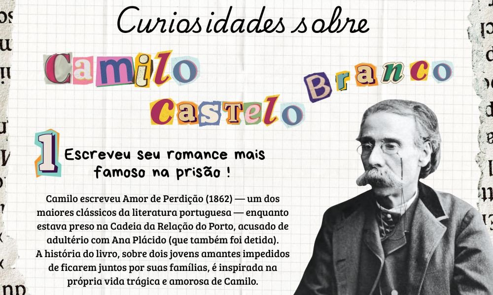 Dramático, apaixonado, genial, e polêmico. Poucos autores viveram com tanta intensidade quanto ele. Com romances escritos na prisão, amores proibidos e uma produção literária colossal, Camilo é um nome essencial da literatura portuguesa.

Apesar de não existirem muitas obras dele em domínio público, isso não vai te impedir de conhecer suas palavras, sua dor e sua genialidade.

👉 Fique ligado por aqui para descobrir curiosidades, frases marcantes e histórias reais que inspiraram suas tramas.

E claro: siga o @classicos,   onde as obras disponíveis de Camilo serão divulgadas.

“A vida é o sono da razão. Só se acorda para sofrer.” — Camilo

#CamiloCasteloBranco #LiteraturaPortuguesa #ClassicosDaLiteratura #Romantismo #AmorDePerdição #PerfilClassicos