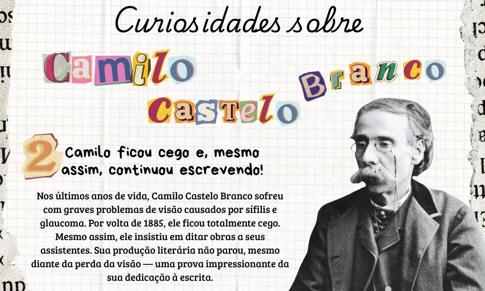 "Quem ama verdadeiramente ama em silêncio, com atos e nunca com palavras."
— Camilo Castelo Branco

Mais uma curiosidade sobre a vida do autor. O perfil @classicos já disponibilizou toda a obra do autor que está disponível em domínio público.