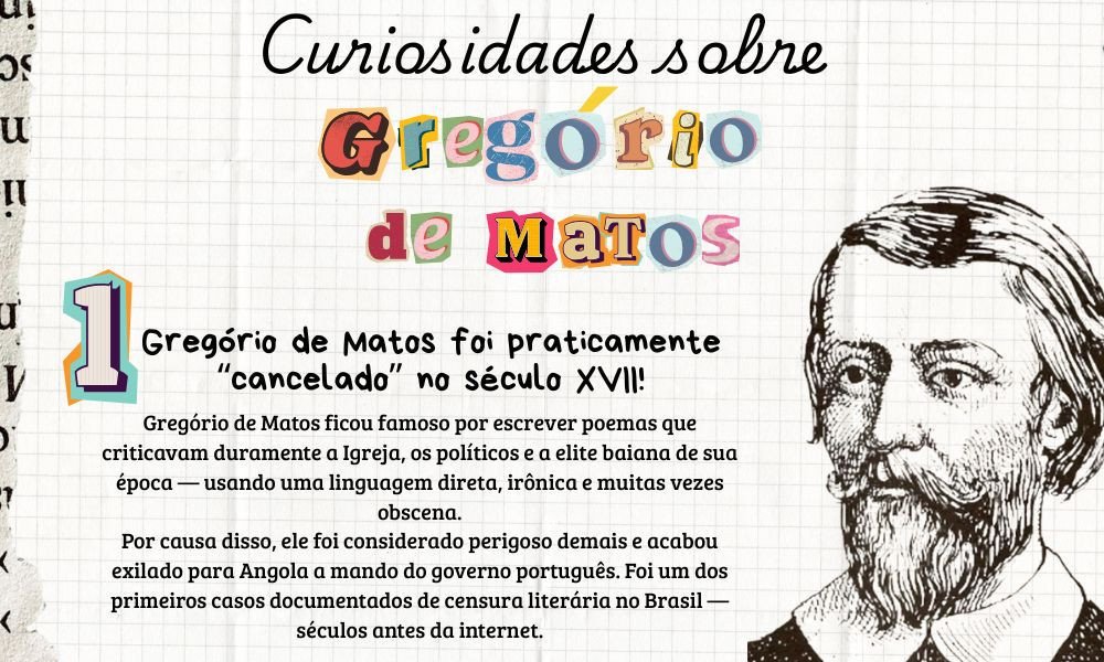 Gregório de Matos é um dos autores mais fascinantes e controversos da literatura brasileira. Sua obra é marcada pela ousadia, pelo sarcasmo afiado e pela diversidade de temas — um verdadeiro retrato cru do Brasil colonial.

A partir de hoje, você está convidado a mergulhar em seus escritos, que serão disponibilizados pelo perfil @classicos!
Lembrando que esses títulos estão em domínio público.