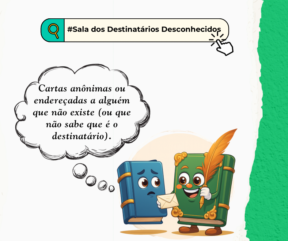 Já está sabendo da novidade? 
No evento de agosto aqui do site, você pode entrar em várias salas de correspondência e deixar uma cartinha registrada!

<a href="https://www.literunico.com.br/events/4">Aqui!</a>