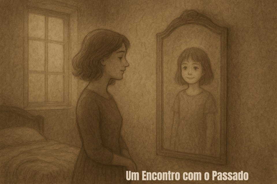 Um Encontro com o Passado

Ela olha para o ambiente vazio e assim permanece por instantes. Algo dentro dela pulsa ao pensar nele, uma conexão sem nome, sem tempo. Seria saudade? Seria desejo? O vazio responde em silêncio. O cenário parece agora um esquisso sem moldura.

Seus olhos passeiam pelo quarto frio, e ela aspira o perfume perdido nos lençóis. Sente seu sabor misturado ao das cerejas maduras que ficaram no cristal. Num impulso incontrolável, estremece ao lembrar-se de seu corpo sendo invadido pelo jorro de luz que selou o momento e a uniu ao abraço único.

Procurando pela resposta que não vem, depara-se com a menina que desfila diante de si. Olha para o plano reto e busca, na transparência dos olhos da criança, decifrar a imagem desfocada da criatura que se apresenta a ela. A figura inerte esboça uma risada estranha e tenta preservar mistérios envoltos na engenharia do tempo.

O caminho refletido conduz a uma estrada poeirenta e desconhecida, que esconde dias vividos e a chave de sua essência. Ela abraça o vazio, tentando proteger seu fruto esquecido no passado. O lugar revela sua presença, que caminha de mãos dadas com seu homem em uma época que se foi.

A madrugada a desperta, trazendo o hálito fresco dele, que ainda sopra palavras de repouso para dentro do seu sono. Ela busca desesperadamente por algo que escapa entre os dedos, um fio de néon que cintila e se dissolve antes que possa ser tocado. No vácuo lento do tempo, tem consciência da presença do companheiro quando se sente impregnada pela intimidade de seu corpo.

A imagem borrada traz um sorriso seguro que desabrocha nos lábios de mulher vivida. No reflexo gasto, a linha entre a menina e a mulher se desmancha. Quem ela é agora? Quem era antes? No espelho do instante, a menina e a mulher se fundem — e dela renasce o encanto que escreve o tempo.

@rschumaher