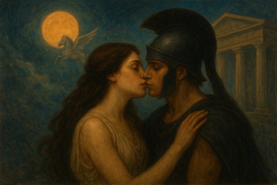 Um Beijo na Eternidade

No silêncio ensurdecedor, ela dorme com Morfeu. O amanhã lhe estende os braços, mas ela resiste à realidade do dia seguinte. Apaga a meia-luz em que noite e dia se fundem e mergulha incessantemente no passado.

A campainha toca. Ela atende à porta. Os olhos sem luz do visitante vislumbram além do véu de Ísis. O mito estende a mão para ela, que se deixa levar, presa no cumprimento. Caminham alguns passos até o terraço. Ela avista Pégaso e permite que sua liberdade voe. O poeta segura firmemente a rédea de ouro enquanto Helena, com o coração ardente, protege suas costas. Juntos, circulam Gaia, que pulsa no firmamento, e presenciam do alto Poseidon abençoando os mares e oceanos.

Agora, em terra firme, o grego a abandona na porta do magnífico templo. Ela sobe os degraus, sente a rigidez da pedra sob seus pés descalços. Atravessa o pórtico e entra majestosamente. Ela desfila elegância entre as vinte e quatro colunas gigantescas que abrigam o trono de Zeus. A maravilha do mundo antigo tem o corpo esculpido em marfim e ébano. A autoridade da visitante arranca um olhar frio e semiprecioso do deus, que a convida para participar da festa que acontece no salão.

Apolo, um dos filhos do anfitrião, recita uma poesia, e ela fica fascinada com a perfeição de sua anatomia. Ela fala, e sua voz contagia os convidados, que percebem que a beleza física dele é insignificante diante da sabedoria dela. O poeta tenta cativar sua atenção e lhe oferece uma bebida. Quem serve é o irmão Dionísio, que, fascinado por ela, revela, num beijo, que sua língua possui sabor de vinho. Na intimidade, ele lhe pede para ser chamado de Baco, já que dividem a mesma taça.

Disfarçada de fragilidade, ela caminha com suavidade. Tenta ocupar sua visão em todos os espaços. Olha para cima e observa a gigantesca cúpula amarela que coroa a morada dos deuses e presenteia o edifício com movimento celeste. Ela fecha os olhos e é invadida pelo jorro de luz abundante que desce do interior da abóbada, sustentada por oito pilares, e que traz, de surpresa, Eros apoiado em um deles. Ela percebe que o cupido tenta evitar seus olhos, então se aproxima o suficiente para que ele sinta o perfume do querer que exala de sua pele. Ele não resiste à sedutora fragrância, que propositalmente foge. Ingenuamente, ele a persegue até o jardim.

Junto ao lago de nenúfares, um rapaz está parado. A água cristalina reflete sua figura. Eros possui Helena, mergulha na sua fonte de prazer, penetra as pétalas do seu desejo. Narciso não se dá conta da magia do amor entre as duas criaturas e permanece solitário, perdido de paixão pela sua imagem refletida no espelho.

Ela deixa o Panteão, abrigado pelos matizes coloridos de seus aposentos, enquanto os deuses do Olimpo desfilam seus mistérios e belezas. 

Na calçada, ela avista Tânatos e, assustada com sua fisionomia metálica e seu coração de ferro, sente o cheiro de morte que paira no ar. Foge apressada, pressente que ele tenta guiar sua alma para outros mundos. 

O banquete celestial se dissolve em sobras e, quando Helena se dá conta, seus passos ecoam em corredores de pedra. As galerias se curvam em círculos secretos, à espera de serem decifrados. Ela vê o rastro e teme o eco de um bramido desolado. O monstruoso ser com corpo de homem e cabeça de touro habita o labirinto de sua mente. Ela desenrola o novelo do pensamento e coloca na linha o bravo Teseu, que mata a fera que existe dentro dela. 

Na rua da Era do Bronze, ela ouve tiros e se esconde atrás das muralhas. Alguém passa e a carrega num abraço. O ventre de madeira abriga soldados. O coração da espartana saltita dentro do corpo inventado. Ela vaga pelas ruas de Troia enquanto é raptada por Páris. Agora, está dividida entre os beijos do sequestrador e a saudade do bruto e doce Menelau. 

O rei vem ao seu encontro e, na fantasia épica, ela tem sangue da cor do Egeu. Juntos, partem sob o calor vermelho das labaredas que envolvem a cidade e começam a aquecer seu quarto.

O espírito dela sente que a viagem mitológica está prestes a terminar, então, além do limite de sua ousadia, dribla Cronos e retorna no tempo. Entra no Coliseu dirigindo uma biga que chama a atenção do felino que está na arena. O grito dos gladiadores apavora a urbe cristã. O imperador vem até ela e dá um beijo quente em seus lábios. Ela sente o cheiro da manhã fresca e envolve Nero com os braços enquanto esboça um sorriso adormecido.

O marido olha para Helena e fecha as cortinas do dia, enquanto cuida para que o lençol lhe proteja o sono. Cuidadosamente, tira o livro das mãos da esposa e o deposita na cabeceira. Ela beija em sonho, e seus lábios tocam o papel histórico, onde dormem mitos e lendas que se equilibram entre o sagrado e o profano.

Ele sai silenciosamente, enquanto Helena vive na Ilíada e continua sua Odisseia.

@rschumaher