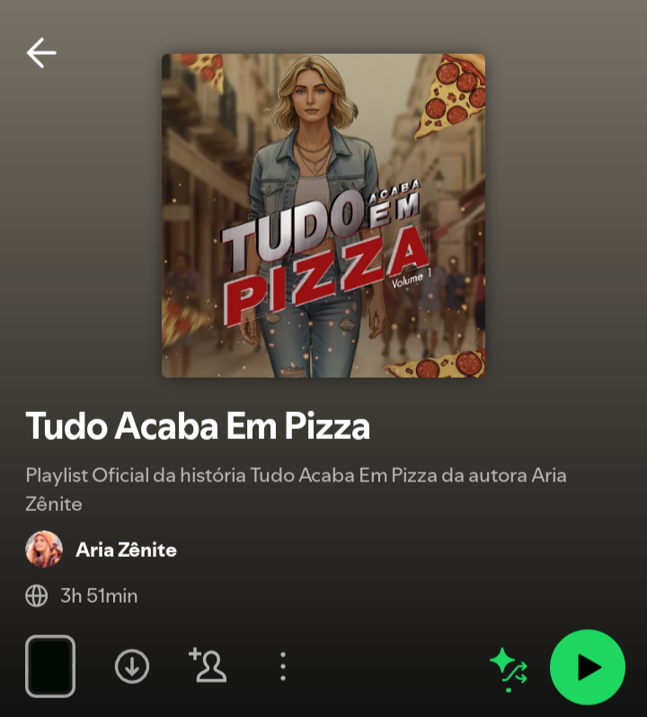 Bom dia belos mortais, 

Segue a playlist de Tudo acaba em Pizza pro seu dia começar bem animado. 

https://open.spotify.com/playlist/7wYuOSy6VoZHAxZVDXUcYa?si=TlY3hhT8TRq-iKNG9IZuxw&pi=suqI1i5uRNams