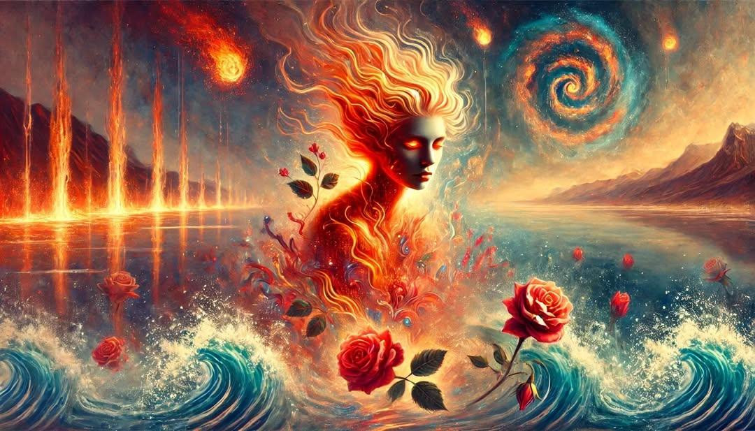 #Dia 246
Fervor

Ao vermelho vivo do crepúsculo,
Figura envolta em calor palpável,
Não queima de imediato, mas seduz,
Como uma chama próxima demais.

Sua pele, mosaico de brasas vivas,
Reluz sob a luz de um desejo tangível.
Marcando o espaço com fragrâncias 
De especiarias e rosas queimadas.

Os olhos, poços profundos de âmbar
Derretem
Não pedem permissão, tomam.
Seu sorriso, como vozes que clamam
Convidam ao que ninguém ousa recusar.

E quando ele toca,
não é o corpo que sente primeiro,
mas algo mais interno, mais secreto,

Não é somente um sentimento,
É a explosão que se propaga em silêncio.

Eder B. Jr.