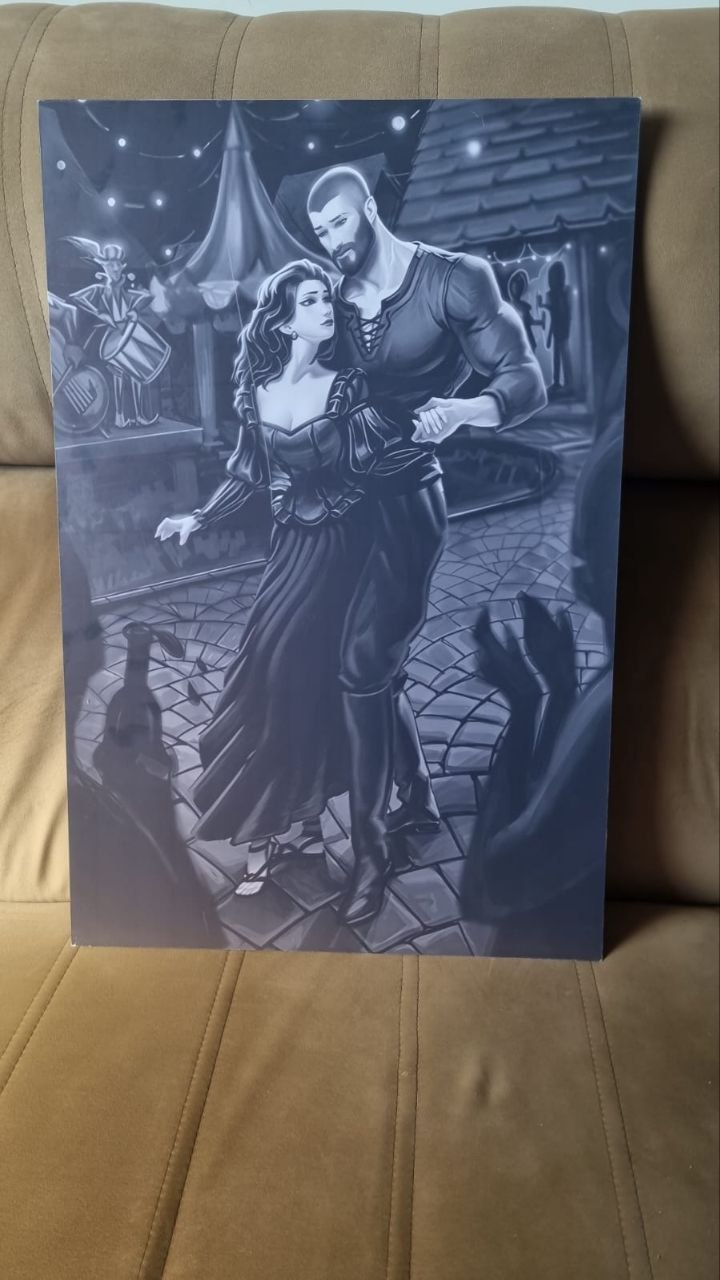 Quadro com Laura e Cassio em uma celebração