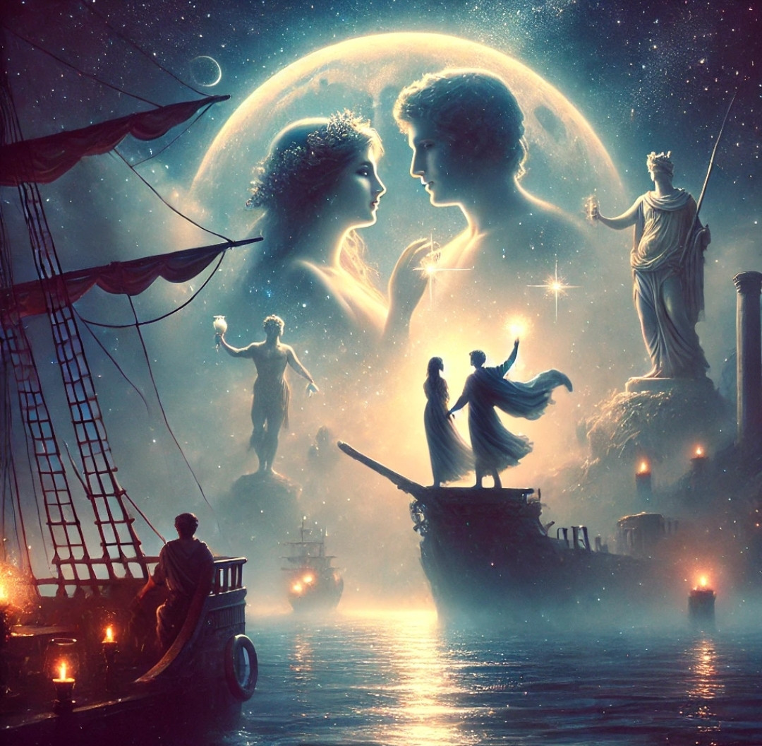 Gosto da noite.

As estrelas dos teus olhos
bastam para iluminar 
tudo o que é preciso.

Juntos,
somos um farol
para Apolo e Dionísio...

Que chova vinho
em nossos poemas,
brindando a duas vidas
unidas
em desejo luminoso
para além do horizonte.

Vejam, marinheiros!
Elevem-se do convés!
O amor vos guia!

Alberto Busquets.

#Desafio 032