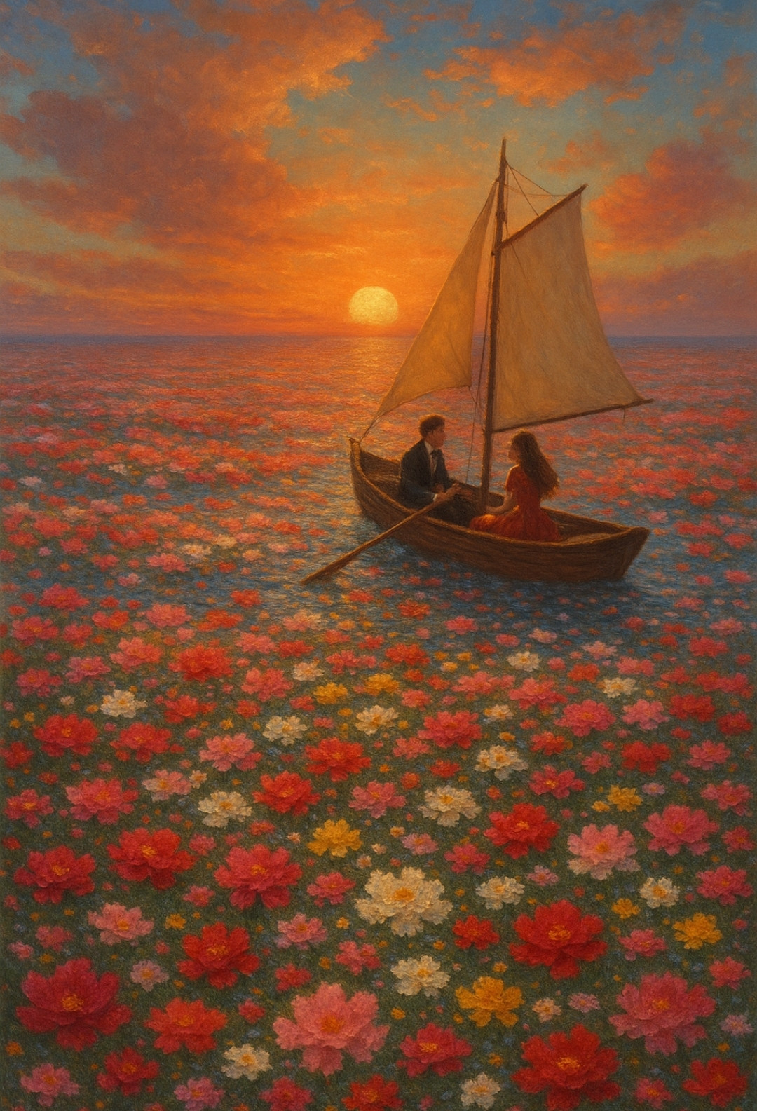 Navego
na enchente que transborda
do seu olhar apaixonado. 

Vislumbro
a imensidão de sentimentos
sob brisa e calmaria. 

Navego
nesse rio caudaloso
razão de ter-te ao meu lado. 

Vislumbro
uma vida de belos momentos
sob paz e alegria. 

Um porto
em maré mansa:
nosso lar aconchegante. 

Um porto,
pós-navegança:
nosso refúgio de cada instante. 

Navegadores

navegamores

navegaremos
redamaremos

em um oceano de flores. 

Alberto Busquets.

#Desafio 117