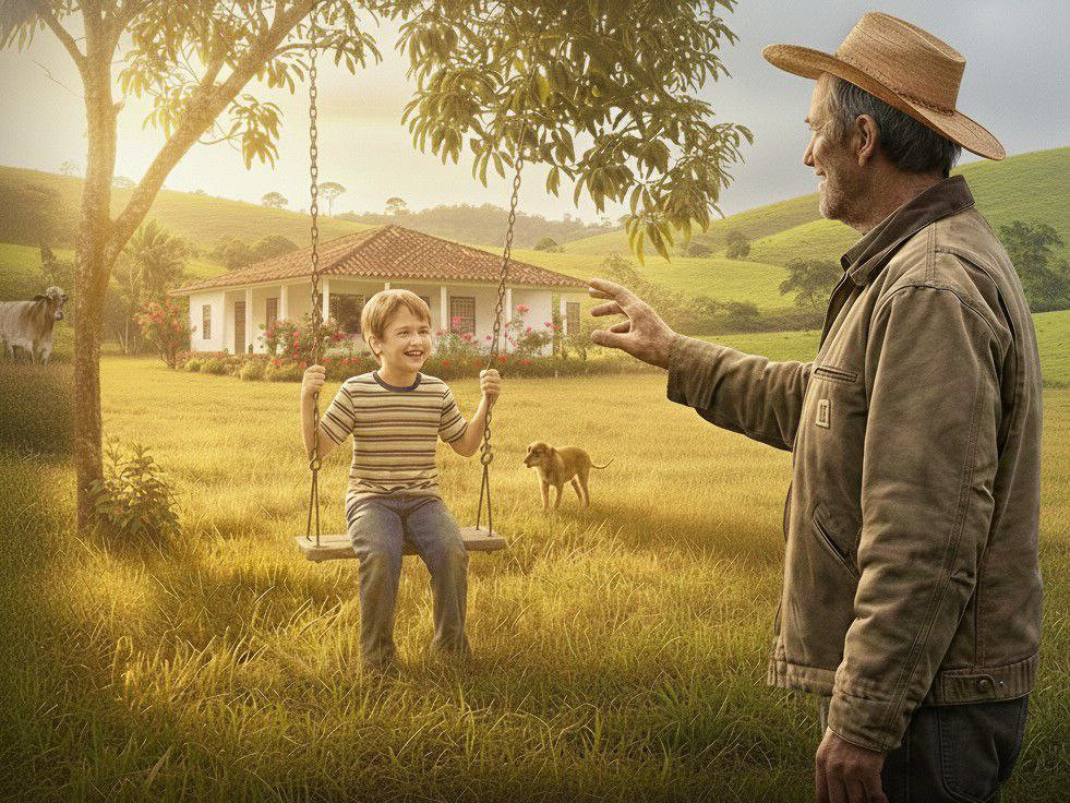 A lembrança que eu tenho da fazenda que eu visitava na minha infância é muito melhor que a fazenda que eu visitava na minha infância.