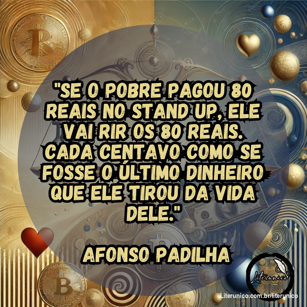 #Bom dia!

Palavra do dia:

#𝕍𝕒𝕝𝕠𝕣

Frase do dia:
"Se o pobre pagou 80 reais, ele vai rir os 80 reais. Cada centavo como se fosse o último dinheiro que ele tirou da vida dele." — Afonso Padilha

Datas comemorativas de hoje, 1º de dezembro de 2024:

Dia Mundial de Luta contra a AIDS: Uma data para promover a conscientização e o apoio aos portadores do vírus.

Dia do Numismata: Celebrando os estudiosos e colecionadores de moedas e cédulas.

Aniversariantes de hoje:

Afonso Padilha: Comediante e escritor brasileiro, nascido em 1988. @oafonsopadilha
(Sou muito fã, muito fã, muito fã)
Parabéns! 

Walcyr Carrasco: Escritor e dramaturgo brasileiro, nascido em 1951.