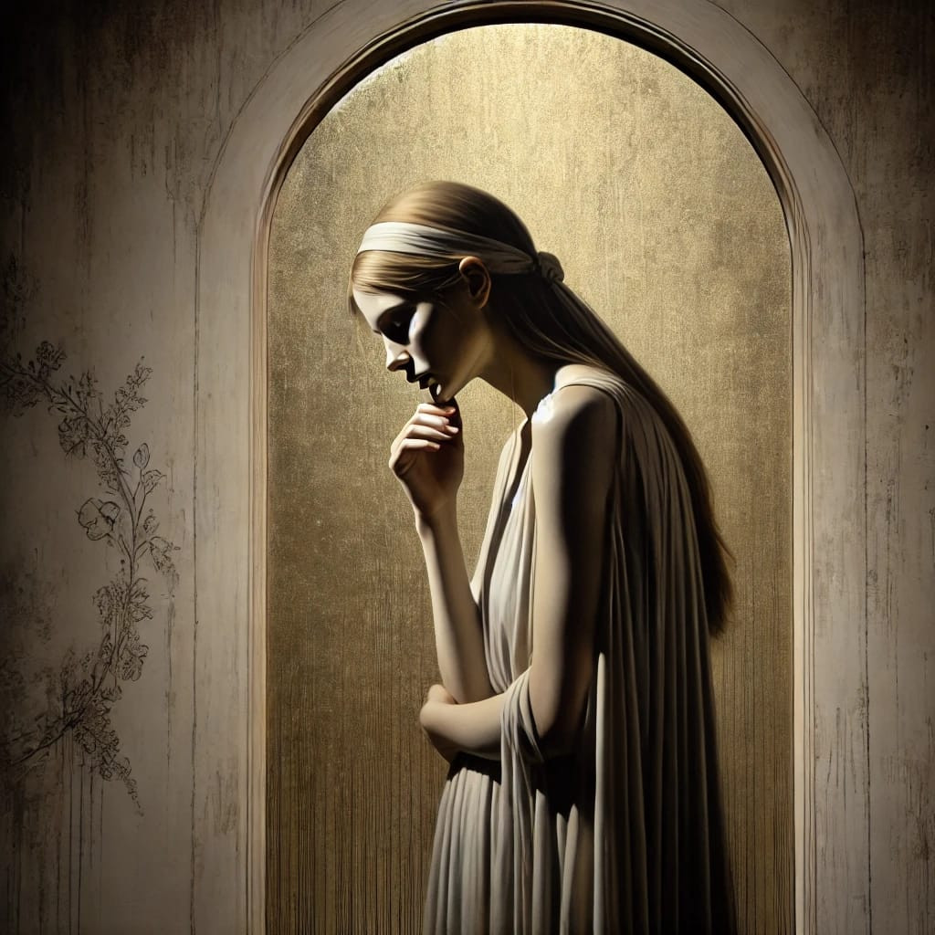 Dia 222
Contrição

Sua alma curva-se ao peso,
Das palavras faladas
Dos gestos desfeitos.
Silêncio.

É o diamante quebrado,
Que se encara o íntimo.
Feridas trincadas
Cicatrizes. 

Contrição é quase murmúrio,
É súplica sem som.
O olhar que conta.
É a calma brutal
Buscando o conforto
Do que se foi confronto
E como tal
Foge do seu próprio mal

Eder B. Jr.