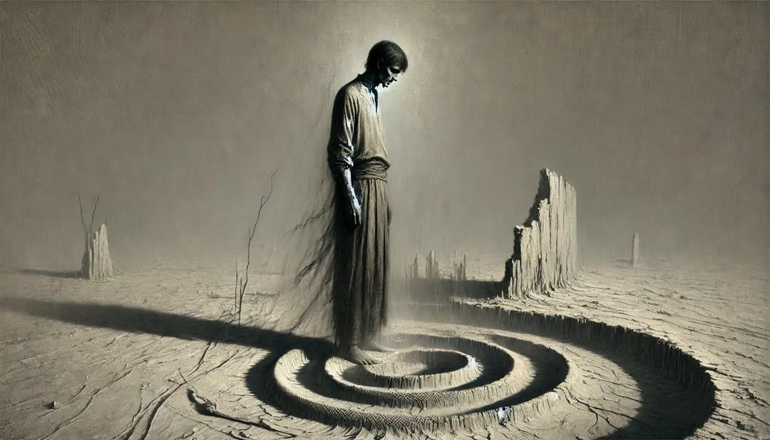 #Dia 241
Desamparo

Ele não chega aos gritos,
Caminha sempre silencioso,
Carrega a serpente do vazio,
Envolvido na dor, ameaçado. 

Desamparo, no chão de abismos,
Construção feita sem paredes.
Ele mora na ausência do destino
Na porta do mundo, amedrontado

Não busca, não espera, não sonha
Existe, por nada, por tudo, imposto
Lembrando que já no caminho 
Enxergou algo além do passado

Eder B. Jr.