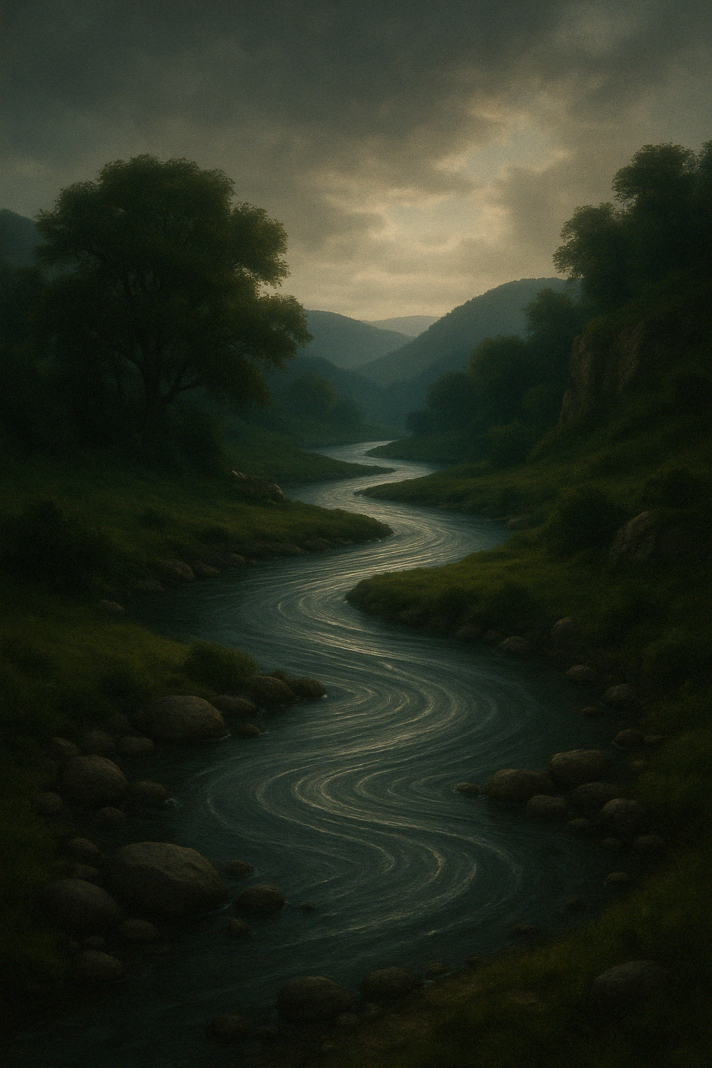 Deságua em mim
um silêncio sem margem.
Sou o leito que cede
ao toque da lembrança.

As pedras não falam,
mas guardam os gestos.
E eu, rio contido, 
revivo o que escoamos.

Entre curvas e suspiros,
não fui tua nascente,
mas fui o caminho
onde tua essência nadou.

Não fazes pegadas,
mas ondas.
E toda vez que cerro os olhos,
elas me buscam,
me dobram,
nos desenham, nas almas.

Sou o som sem o ar.
Sou o fluir do molhar.
Sou o depois do ainda.
Depois.

Eder B. Jr.