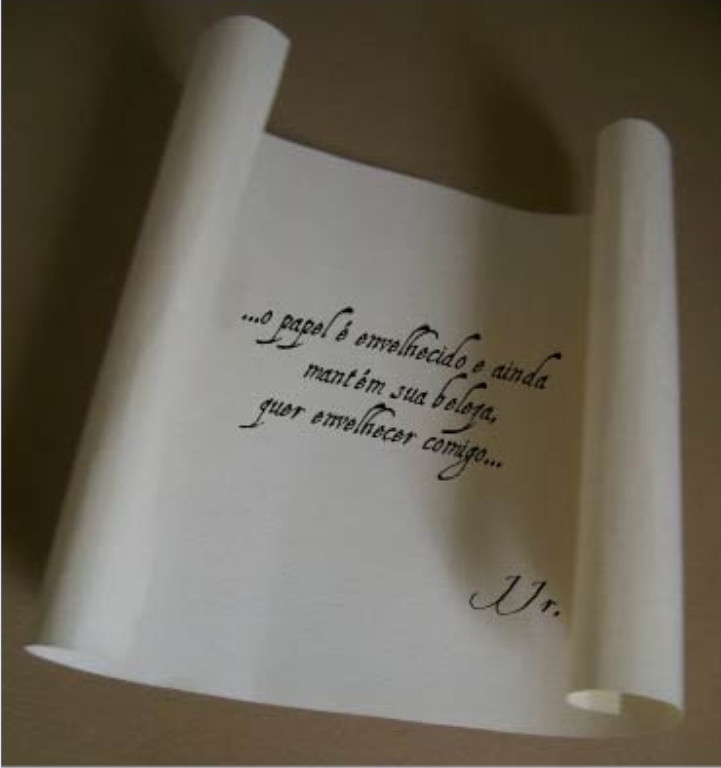 Cartas.

"...o papel é envelhecido e ainda mantém sua beleza.
Quer envelhecer comigo?..."

JJr.