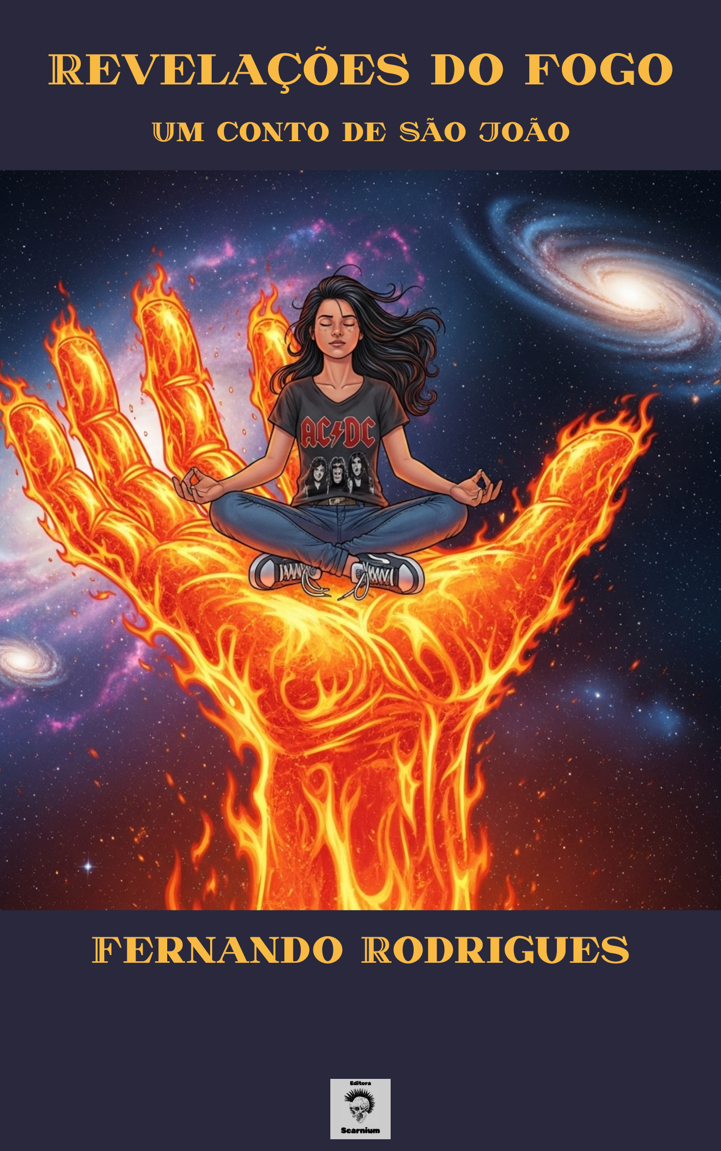 Falando em São João, foi justamente numa festa junina que veio a inspiração para esse conto. Eu e a Isabel estávamos passeando em uma quermesse, entre carrocinhas de cachorro-quente, barraquinhas de quentão e crianças com visual de Chico Bento.

Isabel, ao meu lado, tagarelava sobre a dialética maniqueísta dos episódios do Chaves. Eu, bocejando, apenas queria ir para casa redigir o final do meu próximo fracasso literário.

Lá pelas tantas, em meio a algazarra e brincadeirinhas, acenderam a fogueira de São João. 

Sem nenhum motivo aparente, fiquei ali parado, hipnotizado, contemplando as enormes labaredas. Elas pareciam braços de fogo tentando alcançar as nuvens.

Simplesmente permaneci imóvel, mesmerizado, olhando distraído a fogueira. Isabel ainda estava ao meu lado falando. Eu, em transe, sei que ela movia os lábios, enquanto os meus ouvidos ignoravam qualquer palavra.

Foi aí que algo surreal aconteceu: a fogueira me mostrou cinco minutos do futuro. 

Hipnotizado pelo fogo, eu visualizei em minha mente a Isabel irritada. Ela dizia a frase: “Você vai transformar isso em um conto. Eu sei que vai.”

De repente, Isabel sacudiu o meu ombro, me arrancando do transe. Ela falou bem alto:
- Para de ficar aí, olhando o fogo. Até parece mongolão.

No mesmo instante, passou por nós um gurizinho com Síndrome de Down acompanhado pela mãe. A mulher apontou olhos inquisidores para nós.
Envergonhada, Isabel proferiu um constrangido “ah não” no exato momento em que um anão passava pela gente.

Com o rosto já quase da cor das maçãs do amor na barraquinha de doces, Isabel falou um irritado “que merda” bem no instante em que um pombo defecava sobre a cabeça dela.

Convencida de que o universo estava de zoação, Isabel falou “quero um milhão de reais”.

O máximo que ela conseguiu foi uma guriazinha vomitando milhos de canjica em seus All Stars.
De mau humor, Isa olhou para mim e pronunciou a frase que eu previ cinco minutos atrás:
- Você vai transformar isso em um conto. Eu sei que vai.

Dito e feito. Escrevi um conto sobre misticismo, fogueiras e dons premonitórios. Eu não tenho a capacidade de prever o futuro, mas vejo que, como de praxe, esse também vai ser um retumbante fracasso, mesmo custando menos que um copo de quentão.

Para quem quiser contrariar as probabilidades, deixo o link para a compra:
https://tinyurl.com/mr366h88