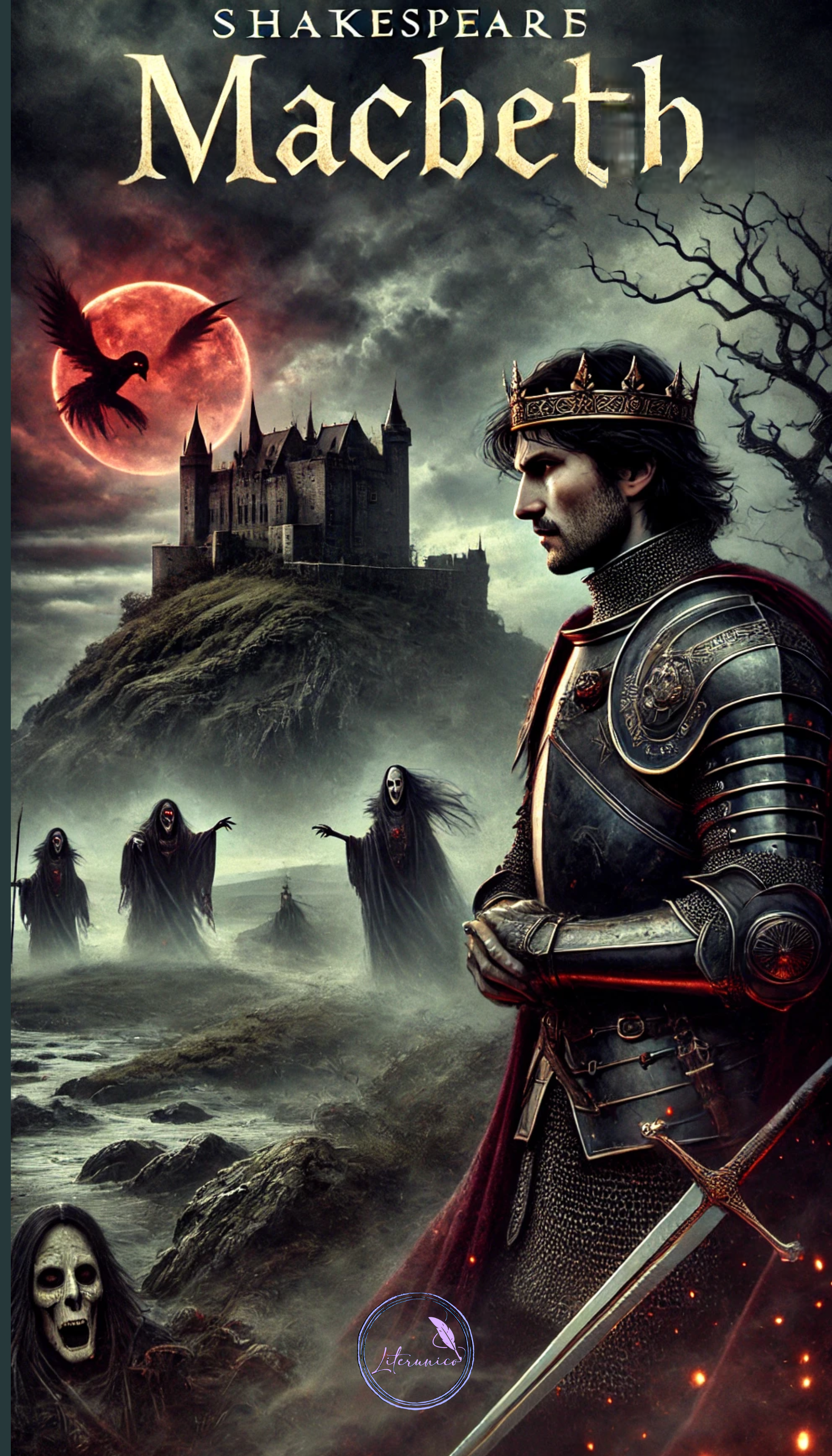 Na escuridão das terras da Escócia, onde as brumas encobrem segredos e a ambição cresce como erva daninha, um bravo guerreiro se torna o protagonista de sua própria tragédia. Macbeth, general leal ao rei, vê seu destino transformado ao cruzar com três bruxas que profetizam um futuro glorioso: ele se tornará rei.

Essa promessa, no entanto, é também uma maldição. Inflamado por sua própria cobiça e instigado pela astúcia implacável de Lady Macbeth, sua esposa e cúmplice, ele abandona a honra e se entrega ao assassinato para alcançar o trono. Mas, como um castelo construído sobre areia, seu reinado é assombrado por culpa, paranoia e o eco incessante dos crimes que cometeu.

Enquanto enfrenta inimigos reais e imaginários, Macbeth descobre que o poder conquistado à força é uma coroa de espinhos. À medida que sua sanidade se desfaz e a tragédia o envolve, ele percebe que a verdadeira batalha nunca foi pelo trono, mas contra o abismo que crescia dentro de si.

Uma história sombria de ambição, destino e o preço inevitável da traição, Macbeth é um retrato visceral da queda de um homem que ousou desafiar as forças da moralidade e do próprio universo.
Domínio #Público
#Clássicos
#Shaekespeare